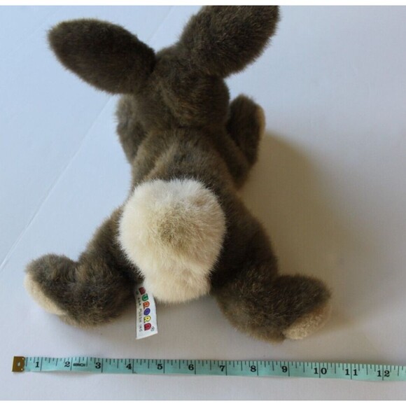 Aurora Plush Bunny Rabbit Stuffed Laying Down Big Ears Brown Realistic 10inch - Picture 9 of 9